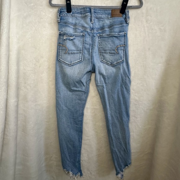 American Eagle Next Level Hi Rise Distressed Jegging Jeans Crop Raw Jagged Hem 6 - Picture 4 of 6